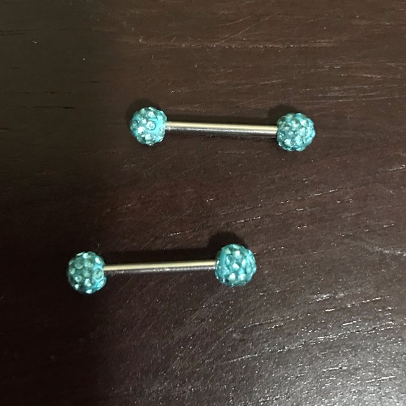 8 stainless steel, crystal barbells. - Picture 2 of 7